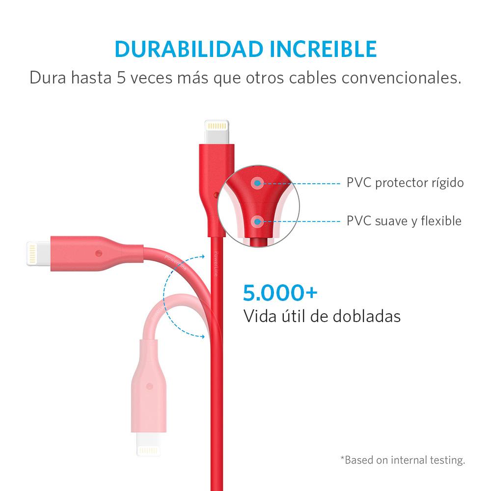 Cable PowerLine Micro USB 0.9m Rojo