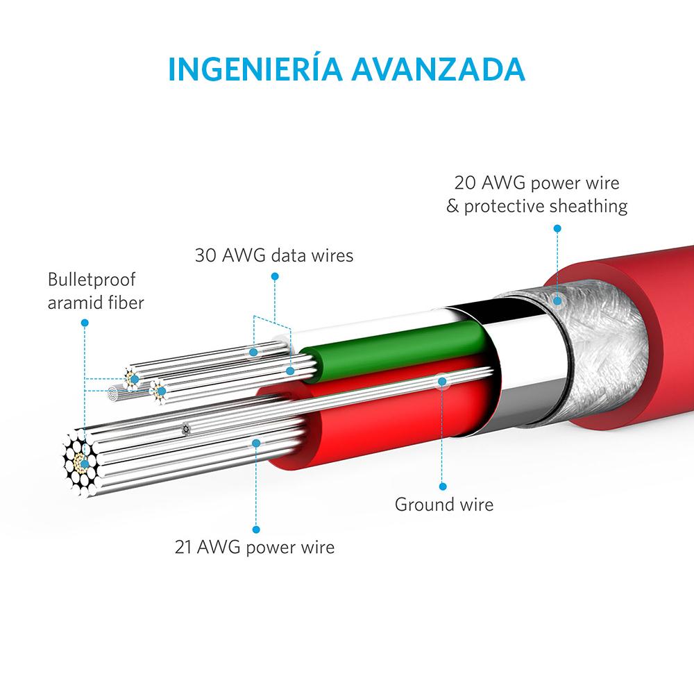 Cable PowerLine Micro USB 0.9m Rojo