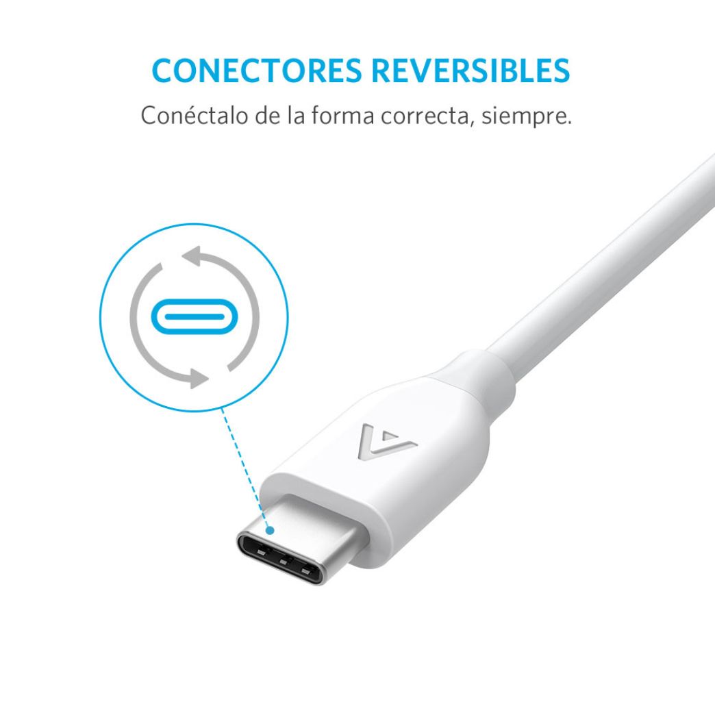 Cable PowerLine USB-A a USB-C 3.0 0.9m Blanco