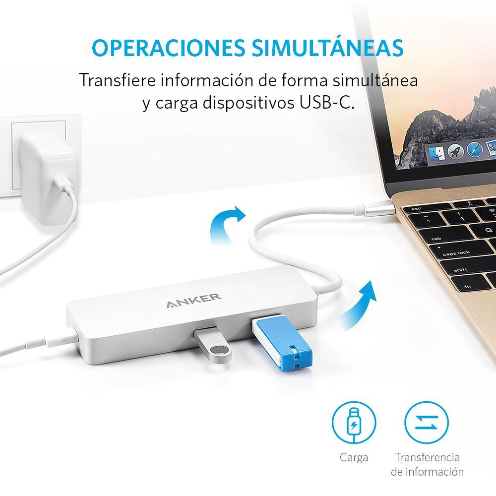 Adaptador Hub 4 puertos USB-C con Ethernet