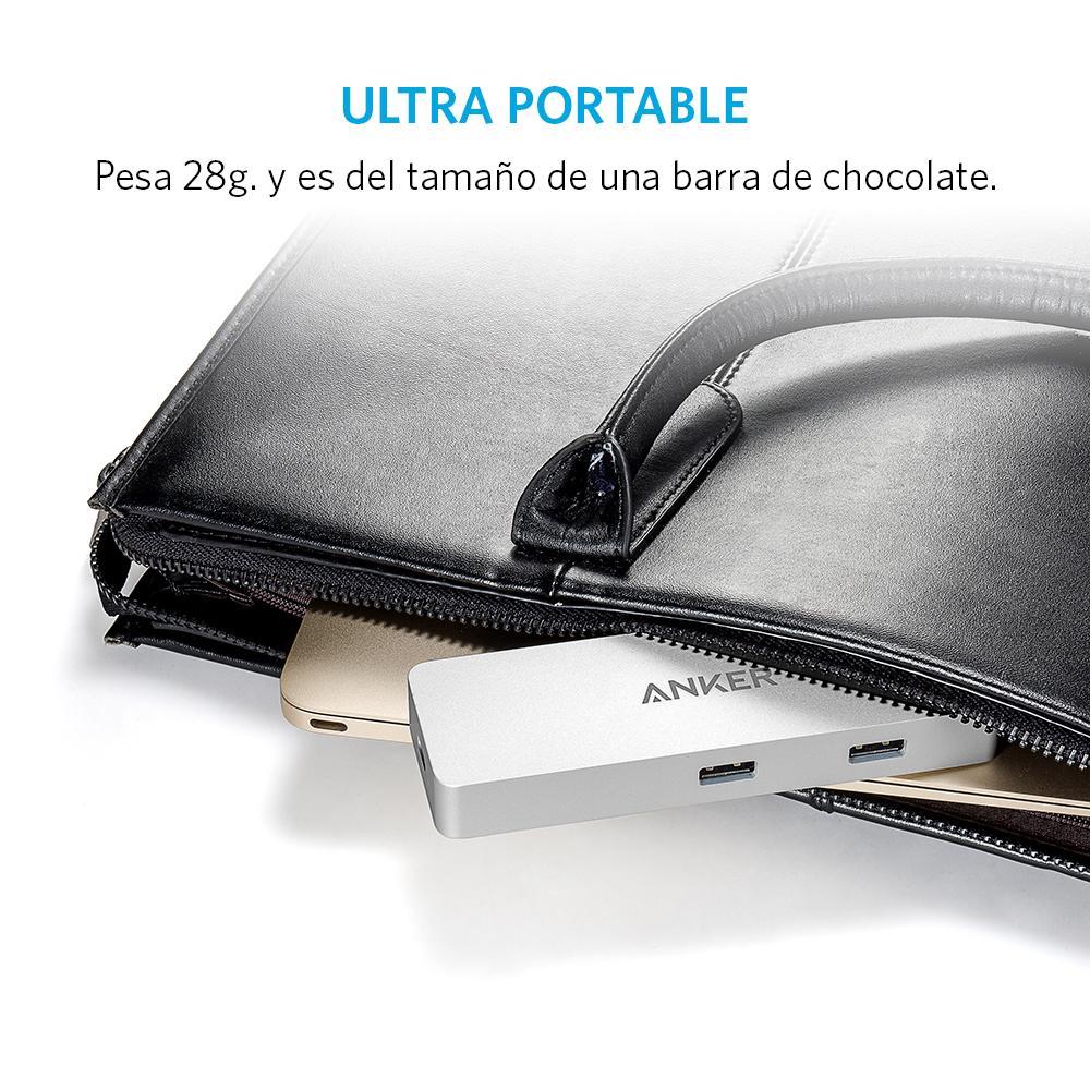 Adaptador Hub 4 puertos USB-C con Ethernet