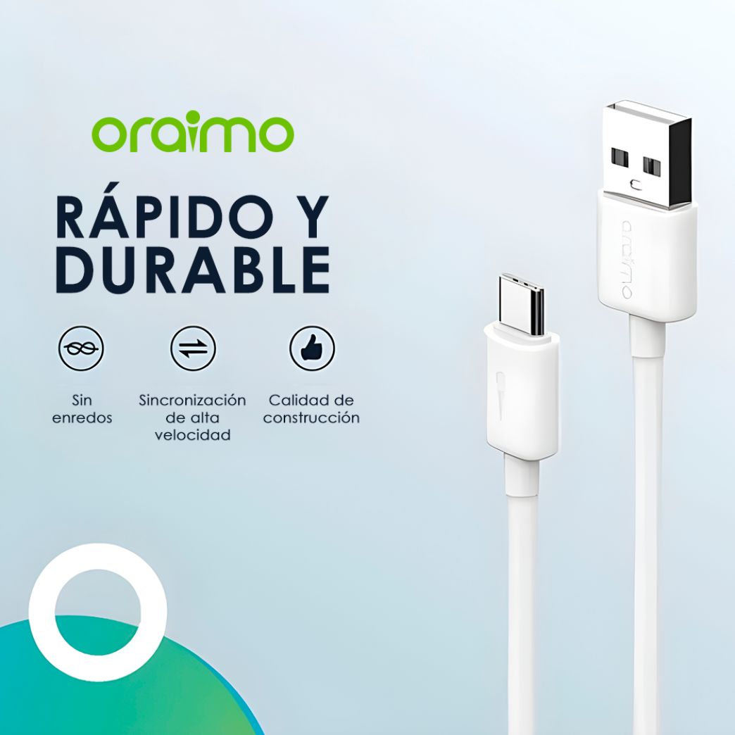 Cable Easyline USB-C 1m Blanco Oraimo