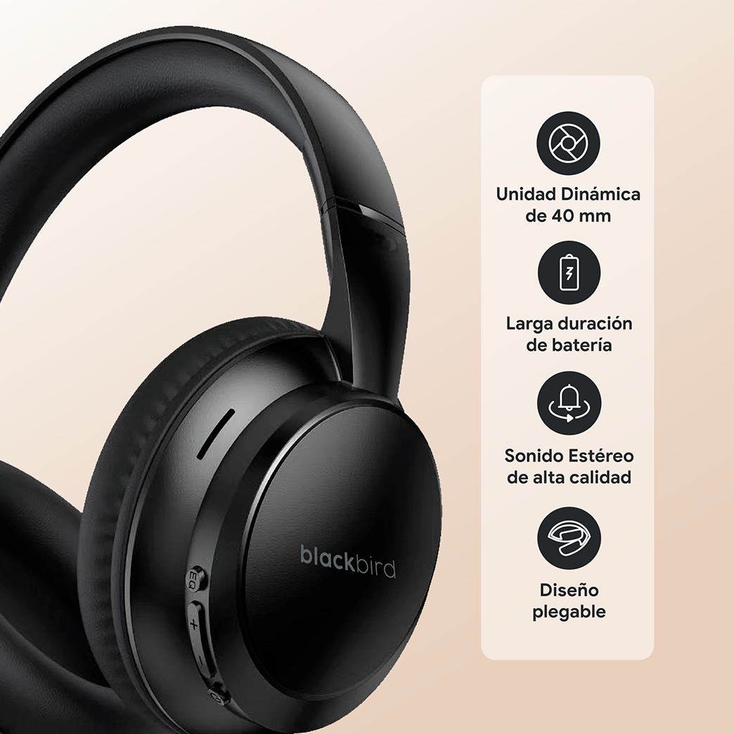 Audífonos Over Ear Bluetooth Con Powerbank Negro Blackbird
