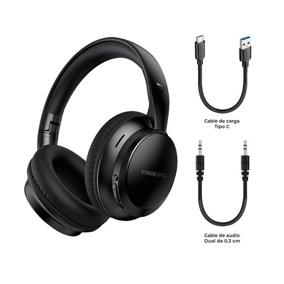Audífonos Over Ear Bluetooth Con Powerbank Negro Blackbird