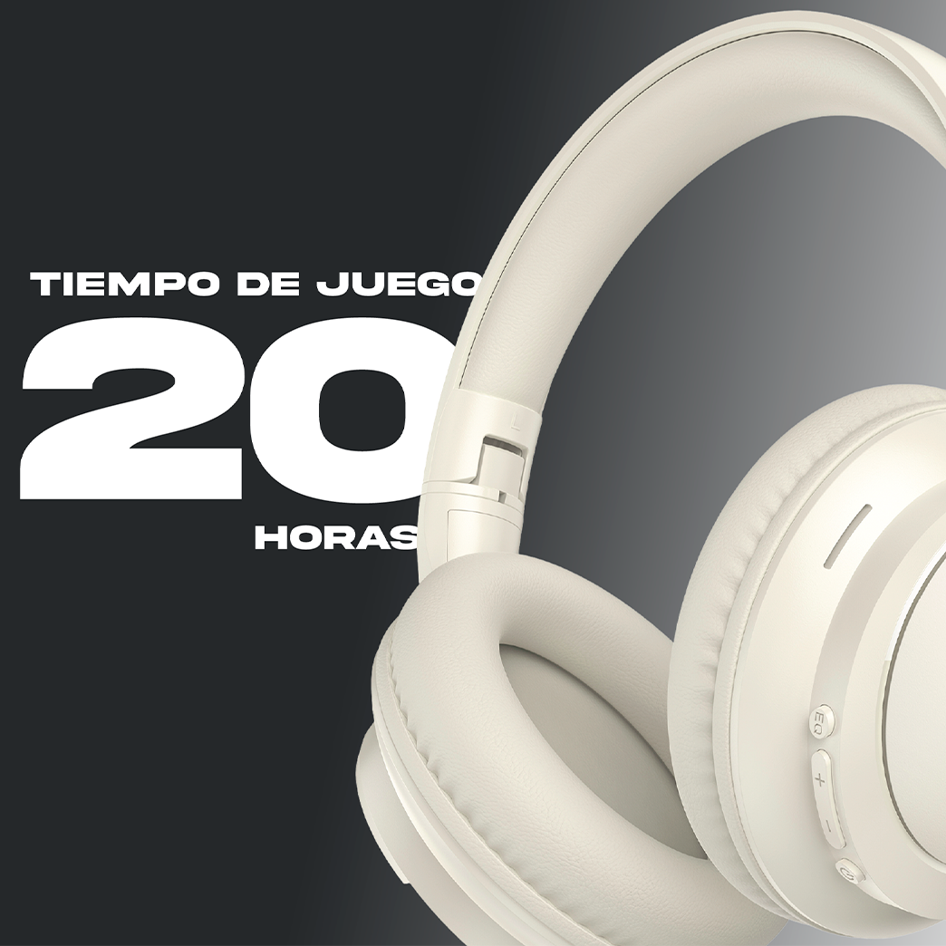 Audífonos Over Ear Bluetooth Con Powerbank Beige Blackbird