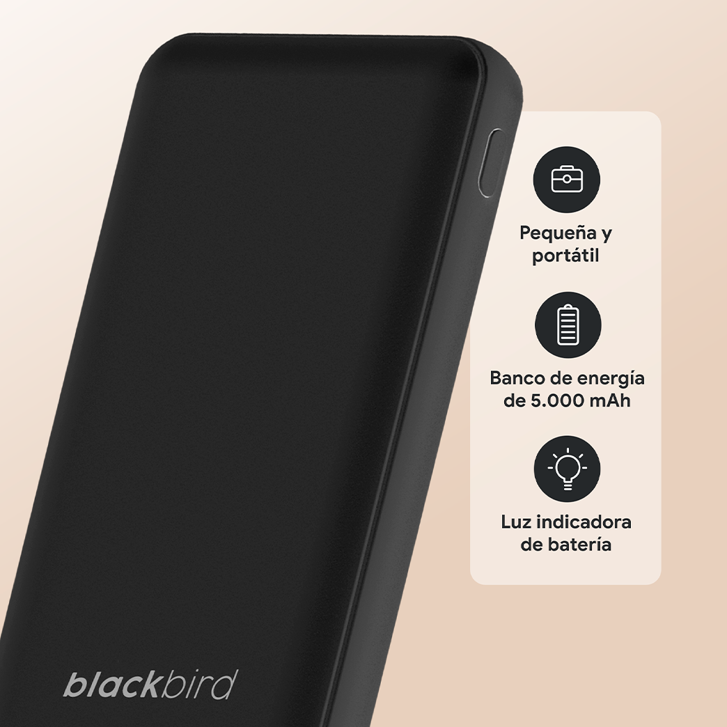 Audífonos Over Ear Bluetooth Con Powerbank Negro Blackbird