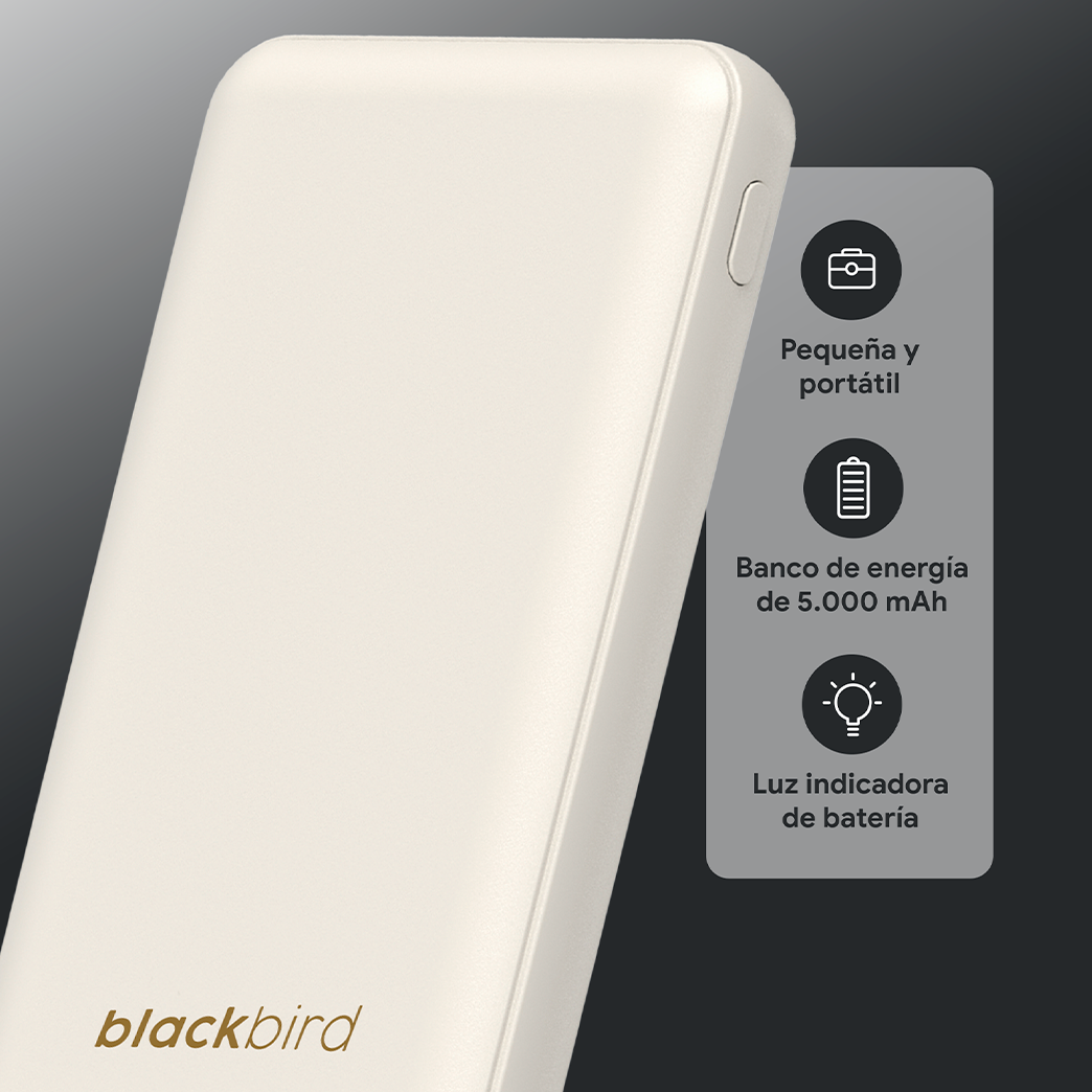 Audífonos Over Ear Bluetooth Con Powerbank Beige Blackbird