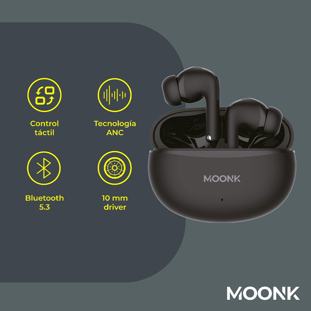 Audífonos con Bluetooth Active Noise Cancelling ANC Moonk