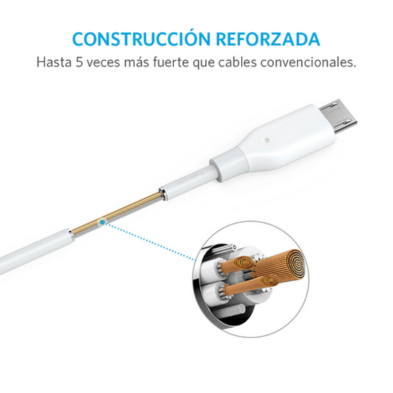Cable PowerLine Micro USB 1.8m Blanco