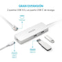 Adaptador Hub 4 puertos USB-C con Ethernet