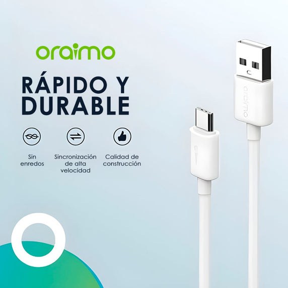 Cable Easyline USB-C 1m Blanco Oraimo