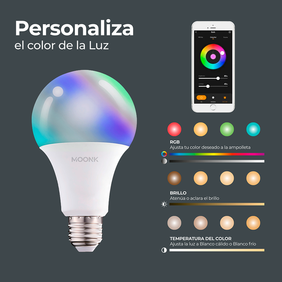 Ampotella Led Inteligente Led Bulb Multicolor Moonk