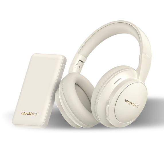 Audífonos Over Ear Bluetooth Con Powerbank Beige Blackbird